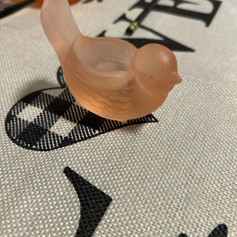 Westmoreland Vintage Pink Satin Glass Dove Candle Holder